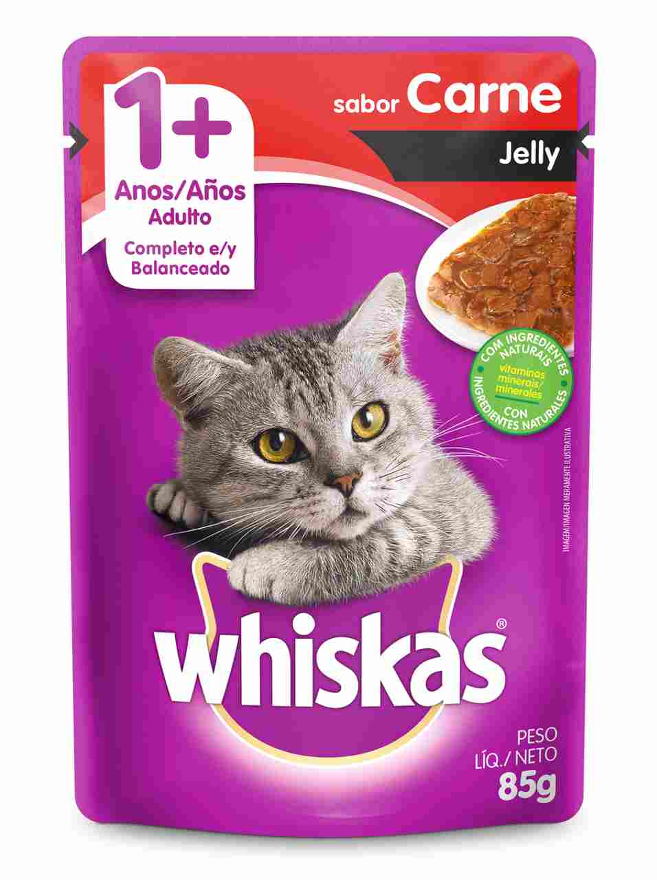 Ração Úmida Whiskas Sachê Carne Jelly para Gatos Adultos 85 g