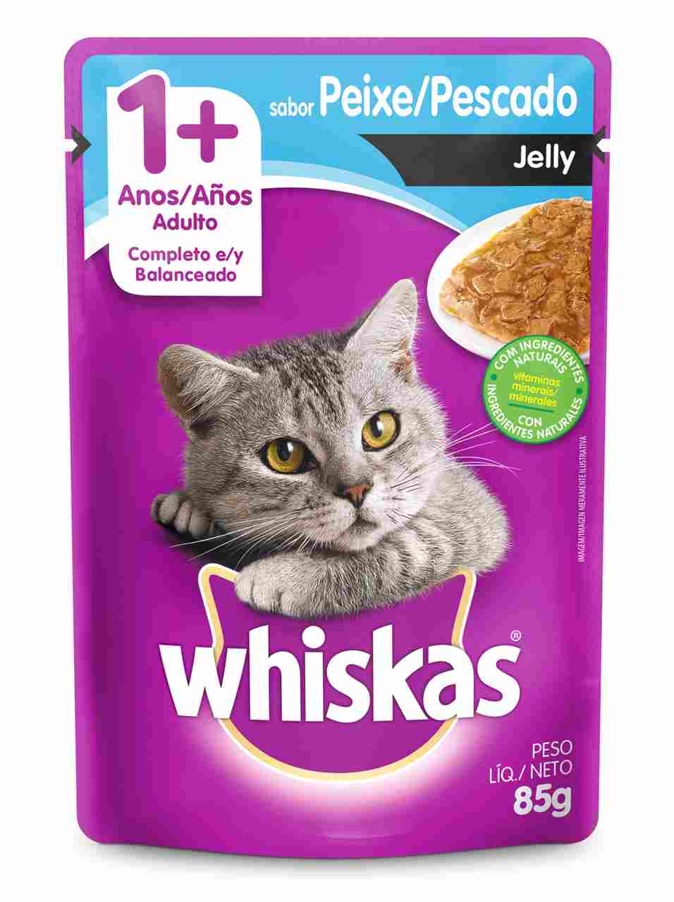 Ração Úmida Whiskas Sachê Peixe Jelly para Gatos Adultos 85 g